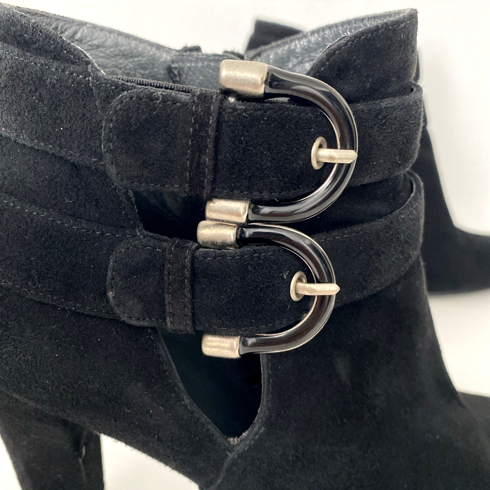 Stuart Weitzman Suede Bootie Ankle Boot Black Alm… - image 8